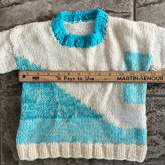 SOLD vintage colorblock hand knit sweater , approx 2T - Picture 5 of 8